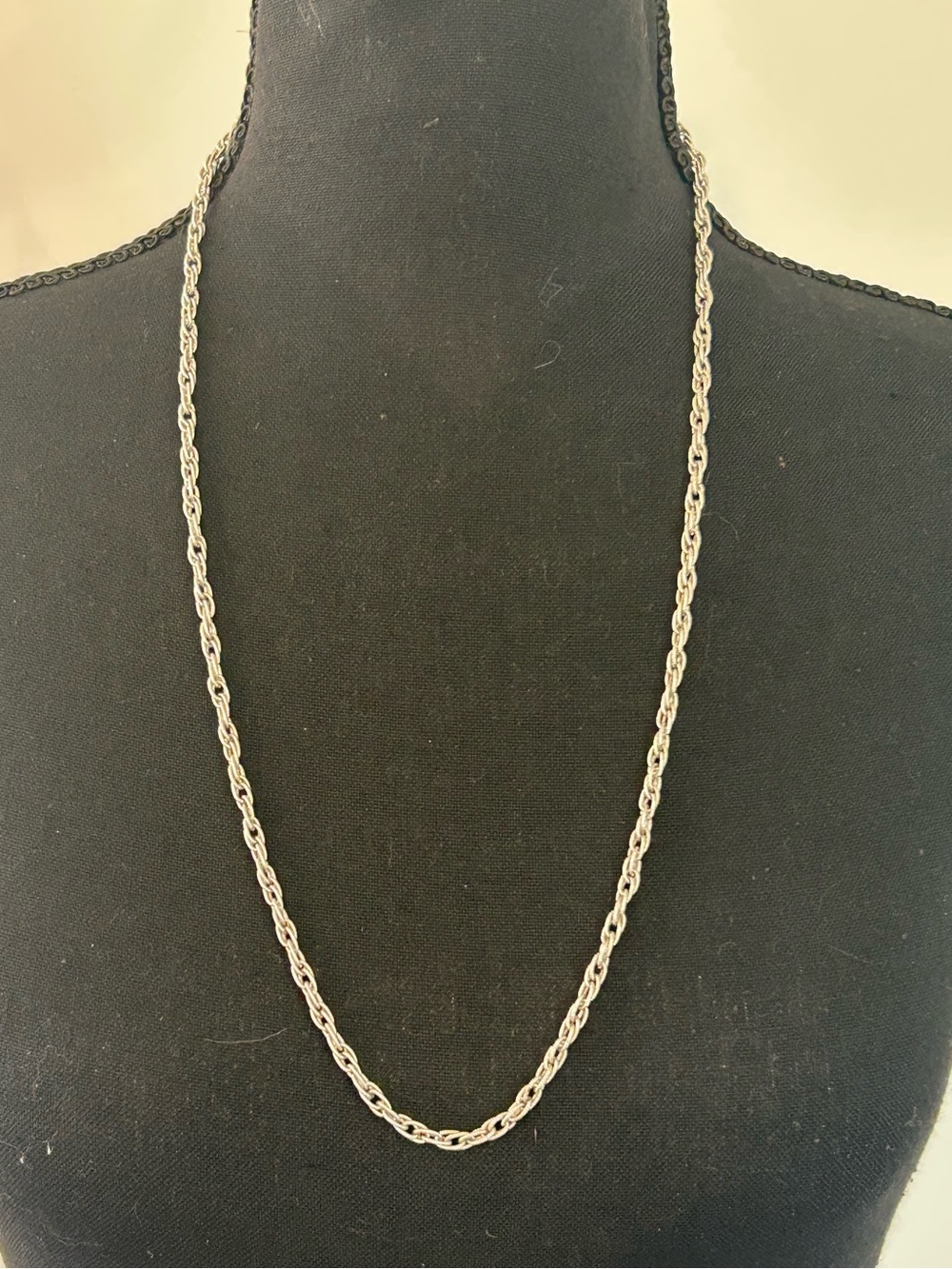 Vintage Monet Twisted Chain Necklace -  30" Patented Silver Tone Necklace